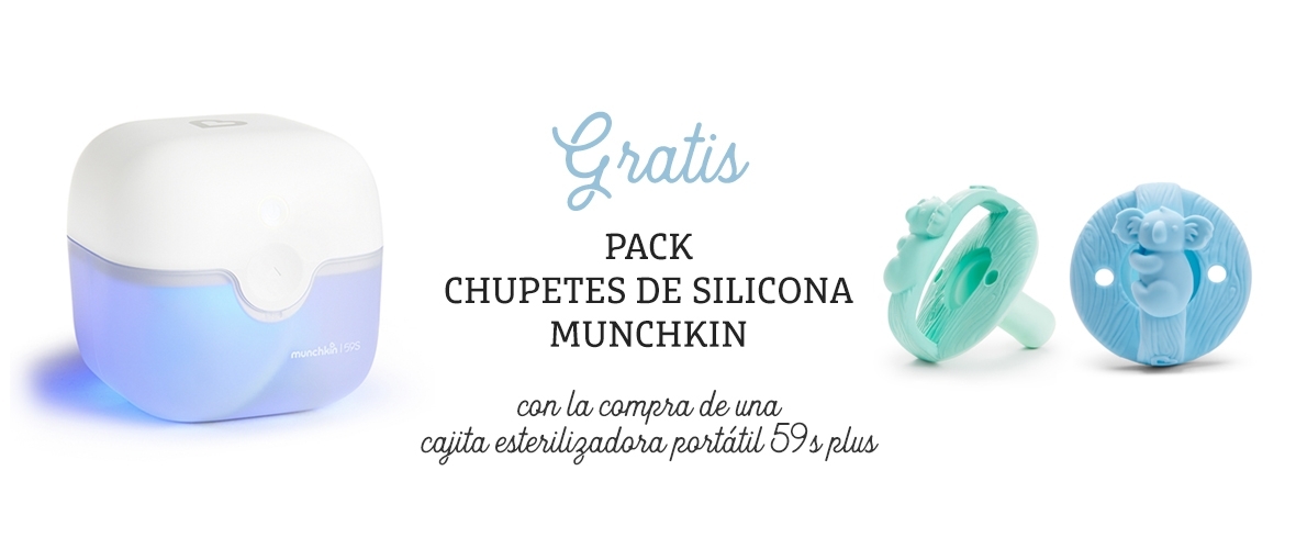 Mini cajita esterilizador portatil Munchkin 59s Plus con Pack chupetes gratis