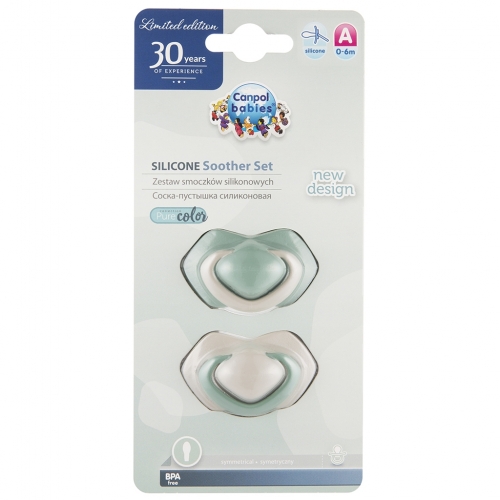 Pack chupetes silicona fisiológicos Pure Color mint (2 ud.) 2