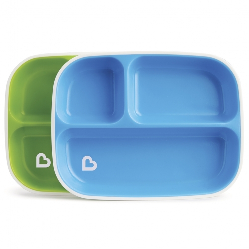 Pack platos con compartimentos antideslizantes Splash (2 ud.) - Azul/Verde